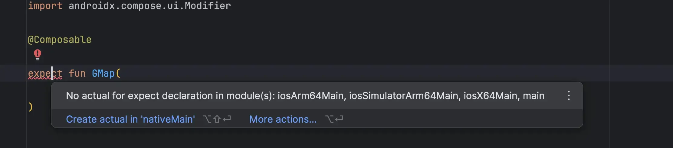 Missing actual declarations