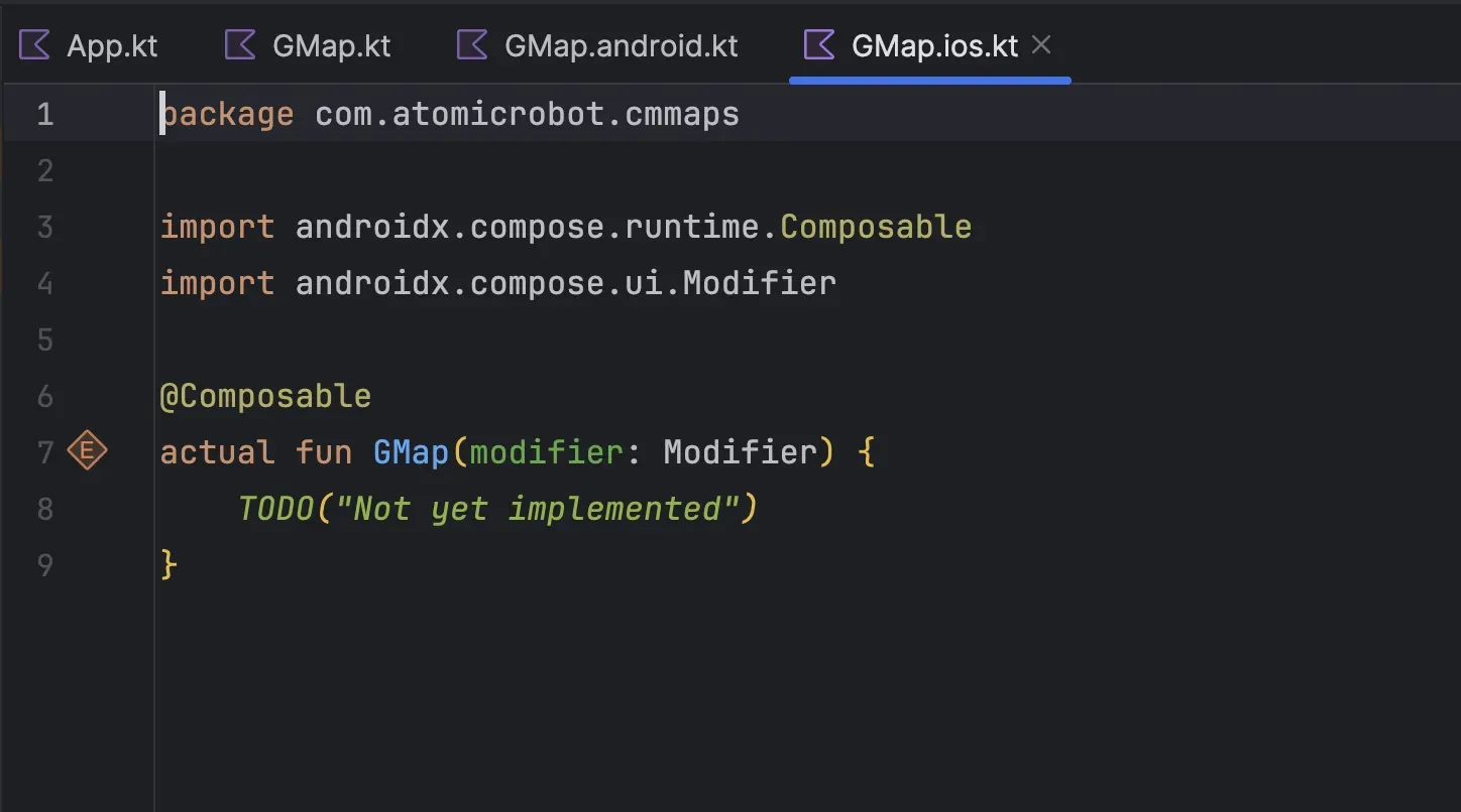 Empty iOS GMap actual declarations