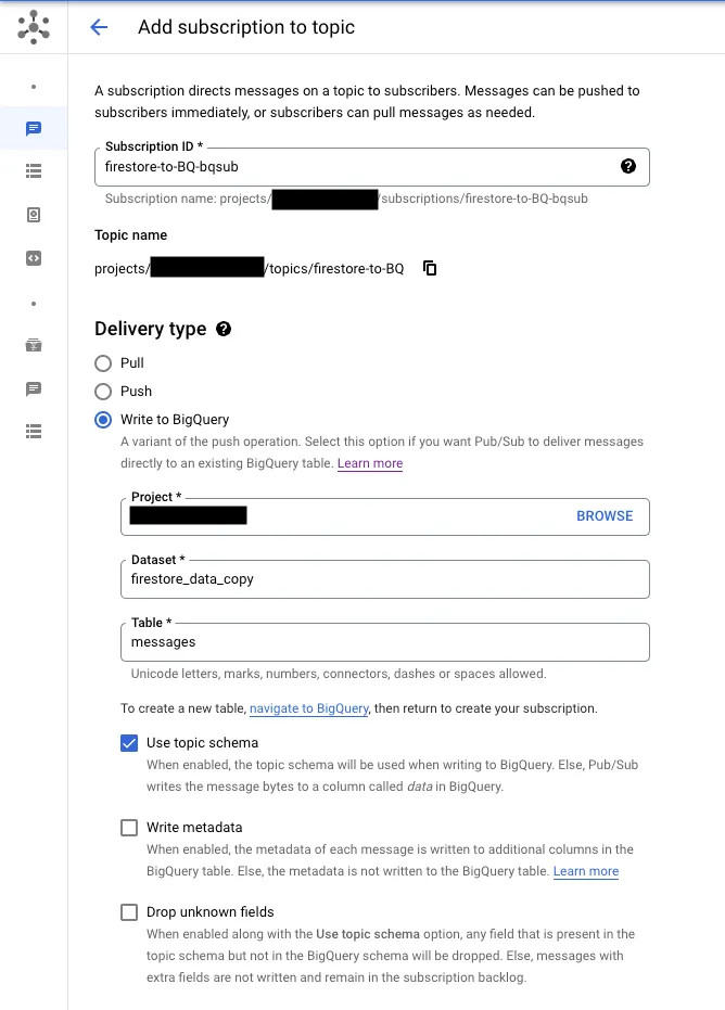 PubSub Subscription Example