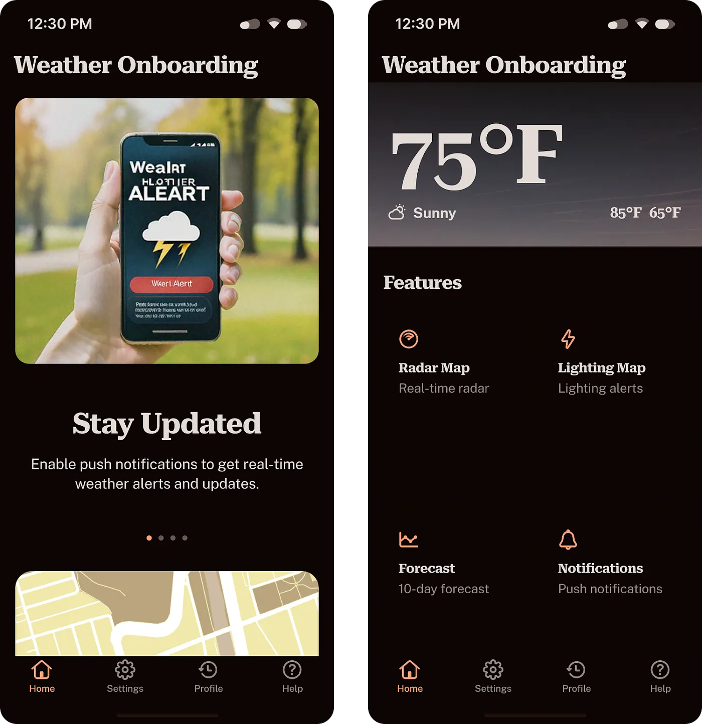 AI-generated onboarding screens