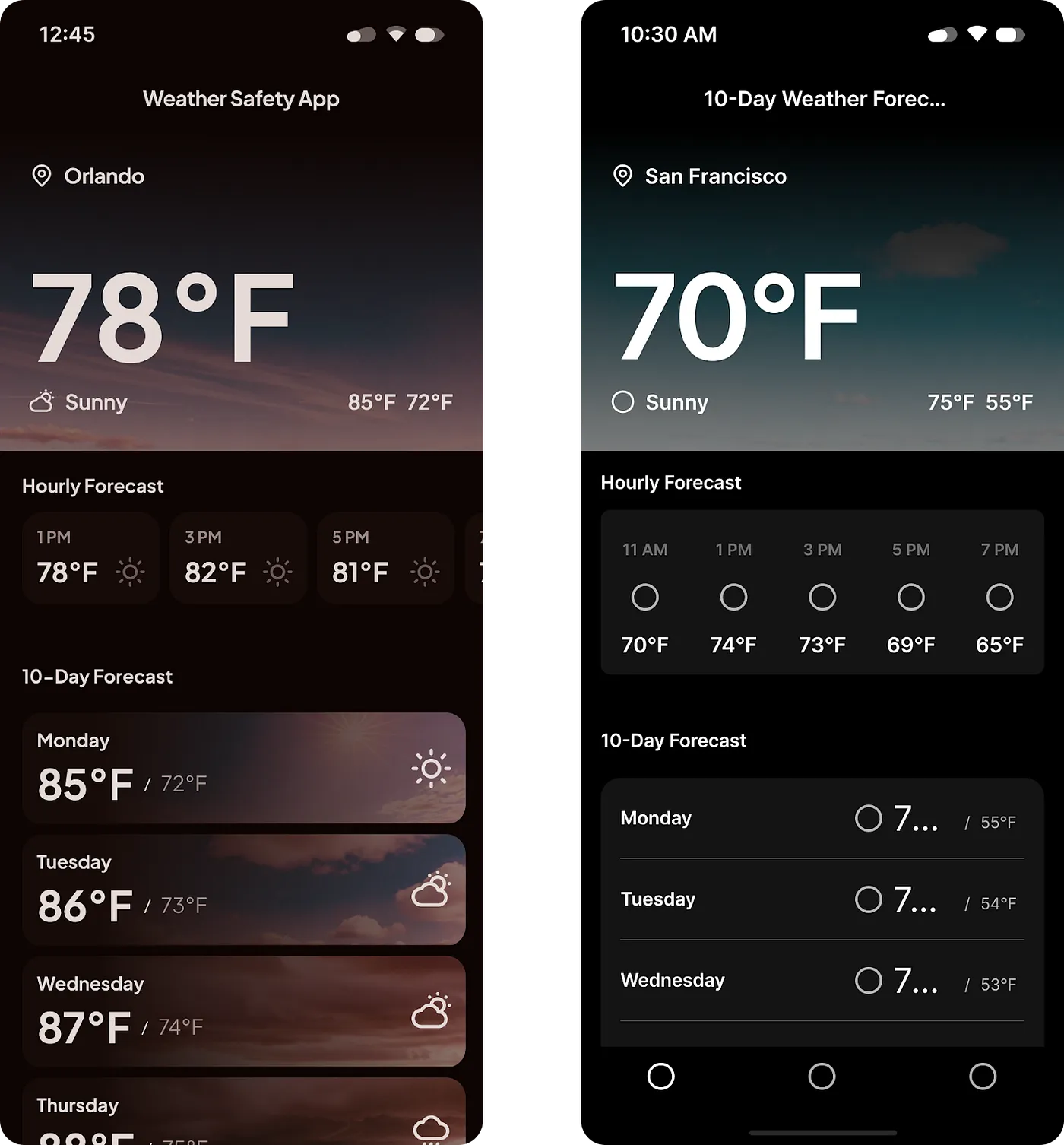 AI-generated 10-day forecast screens