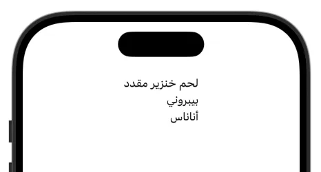 Left-aligned text example in Arabic