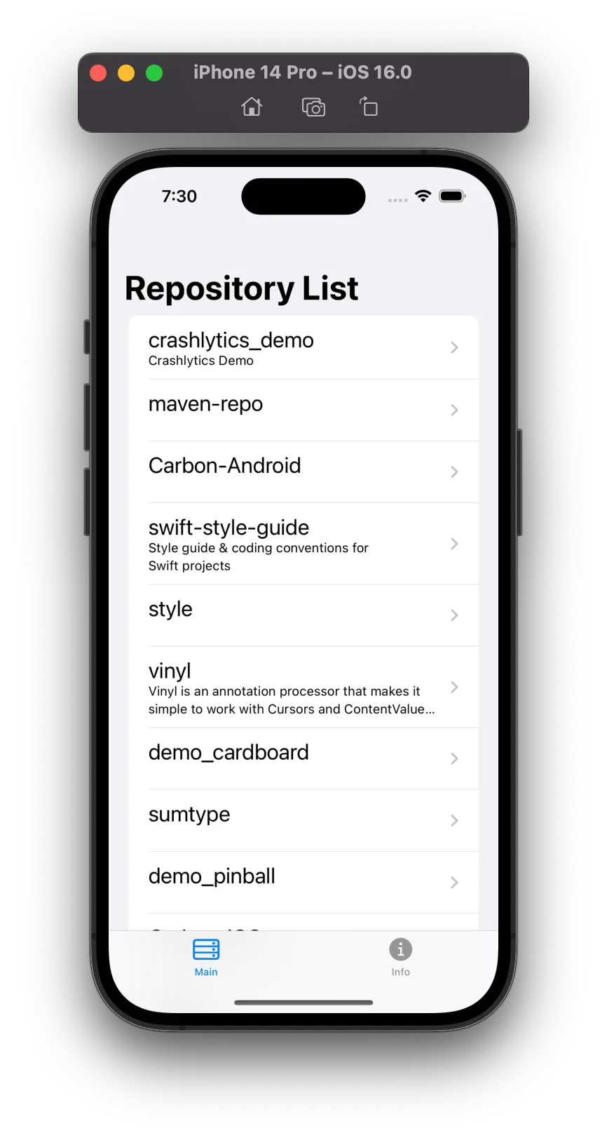 Light Mode Simulator Screenshot