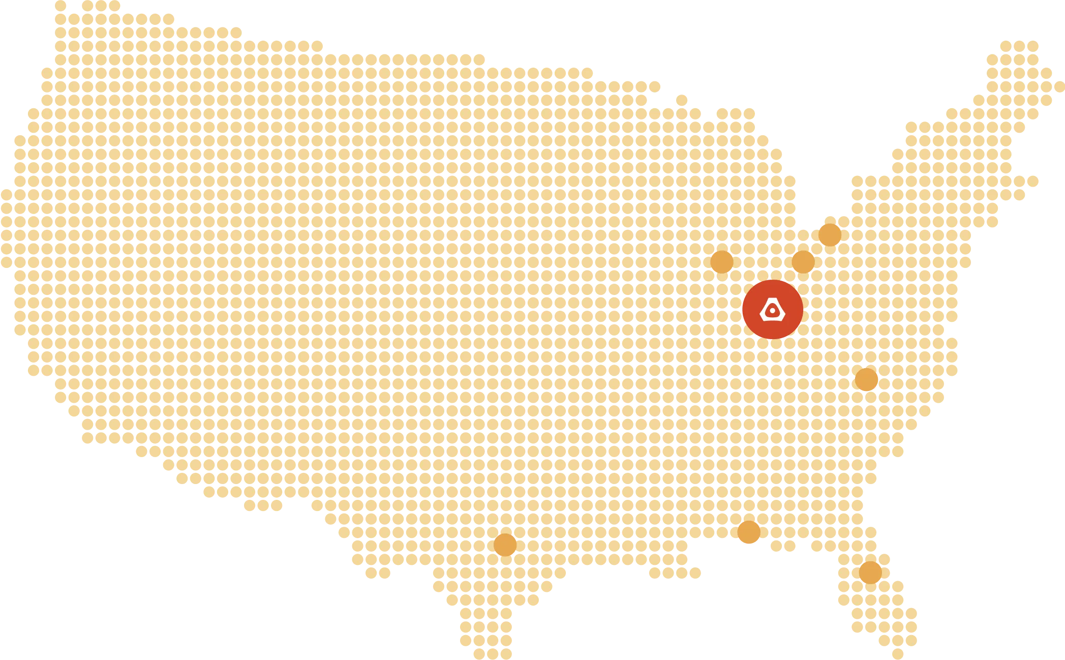 Map of Atomic Robot team members across the US