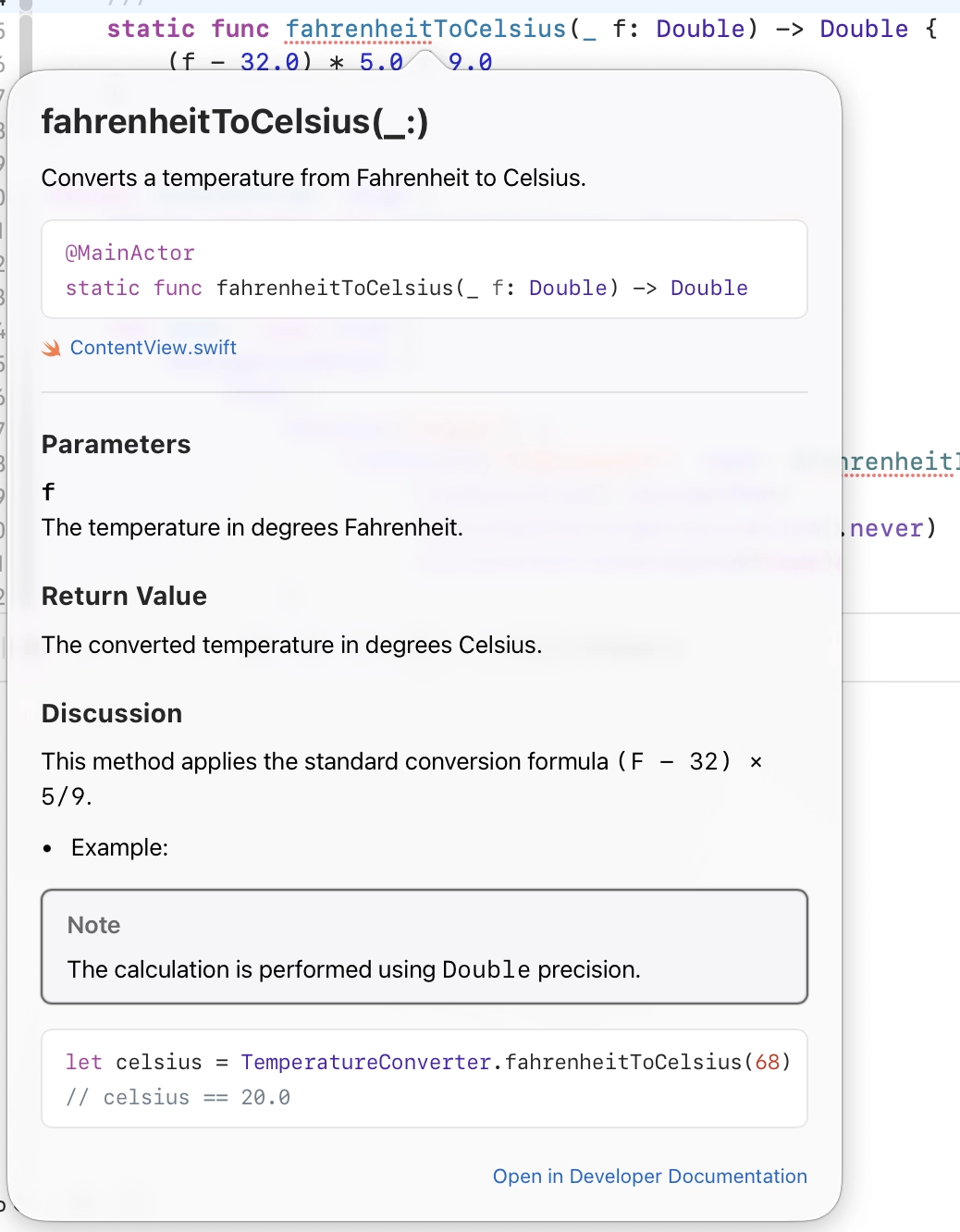 function documentation image